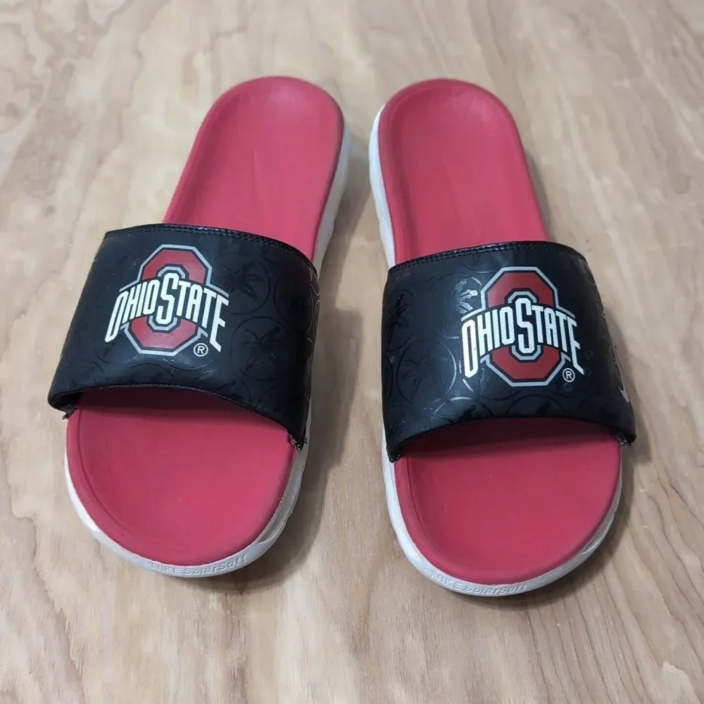 NIKE OHIO STATE OFFCOURT SLIDES SANDALS BLACK‎ RED DD0534-001 (SIZE 14)